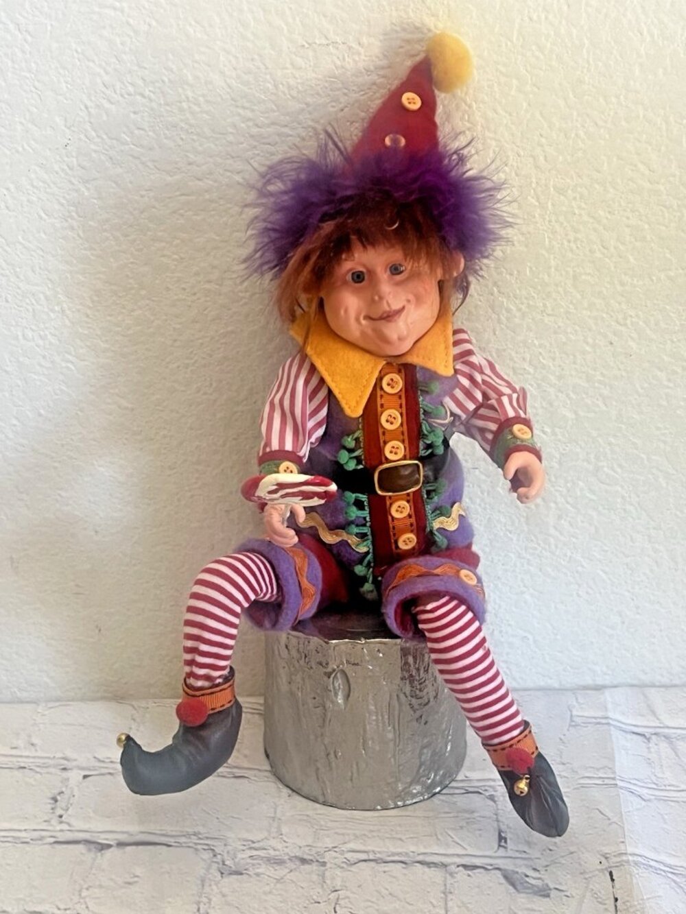 vintage Jester Clown Elf Doll Katherine's Sitting Shelf Sitter 15" Kleski - Picture 12 of 12